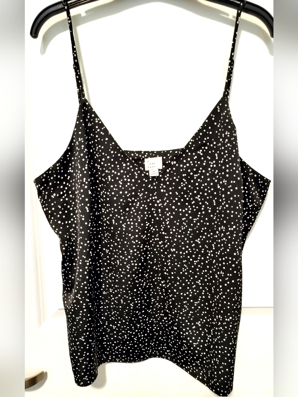 a new day Black with White Dot Print Camisole